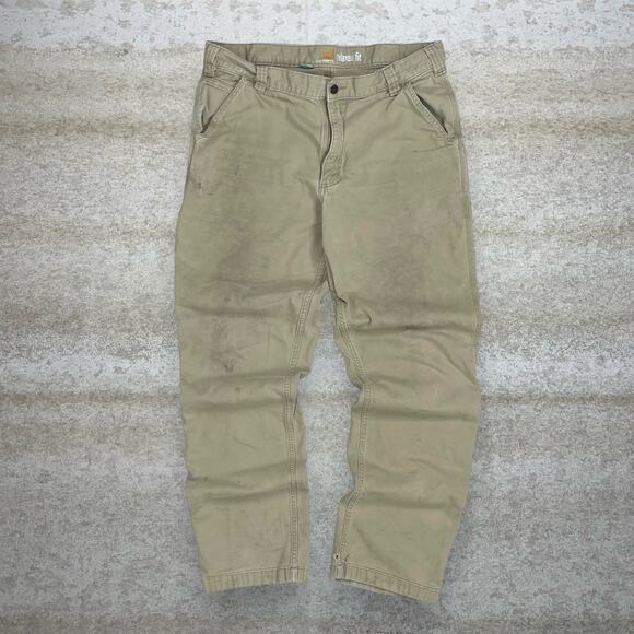 Vintage Carhartt Carpenter Pants Camel Tan Canvas Relaxed Fit Dungarees Work 90s - Picture 2 of 6